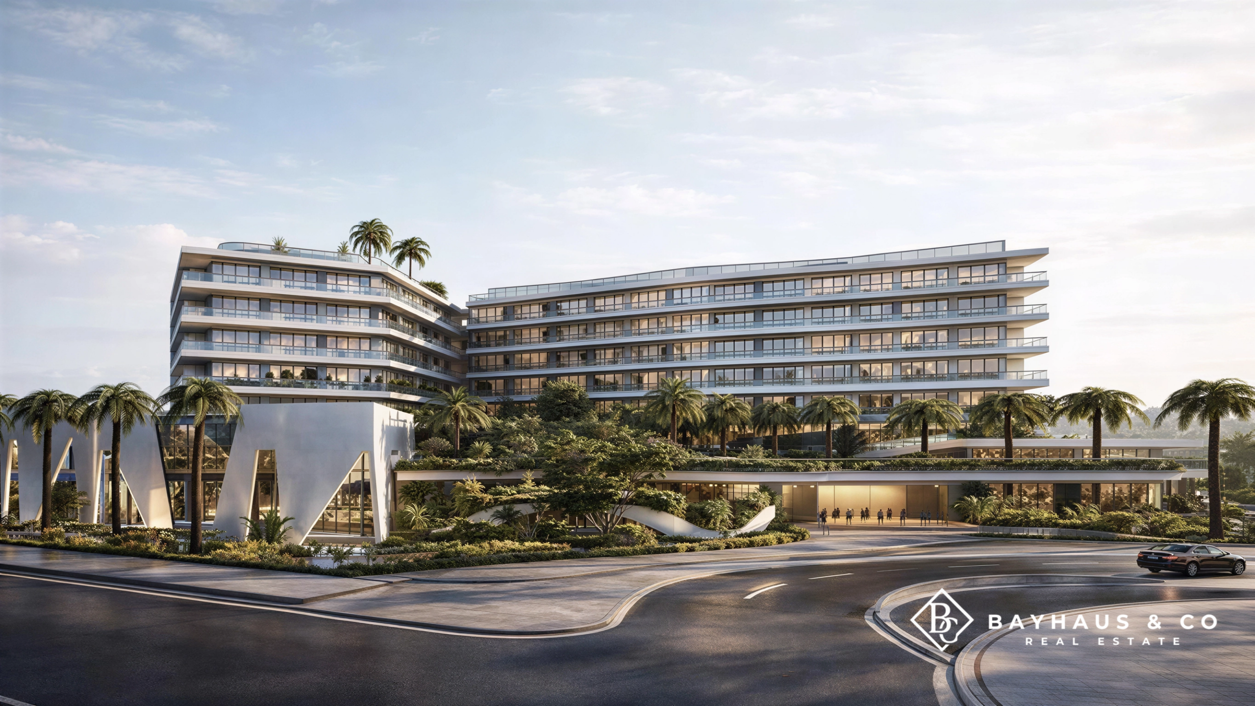 Exterior rendering of L’Aquila luxury residences in Aruba