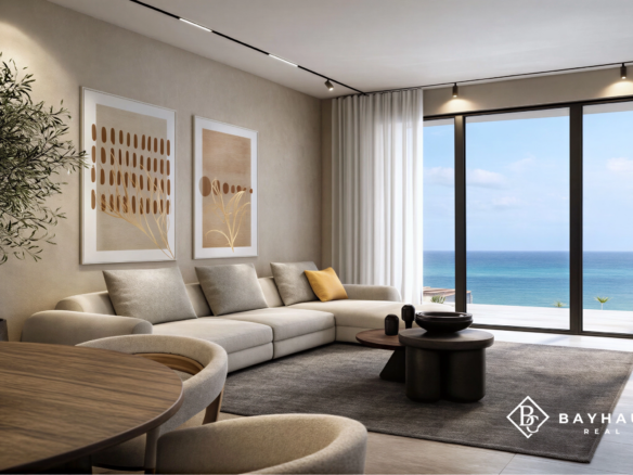 Luxury ocean-view living room at L’Aquila Aruba