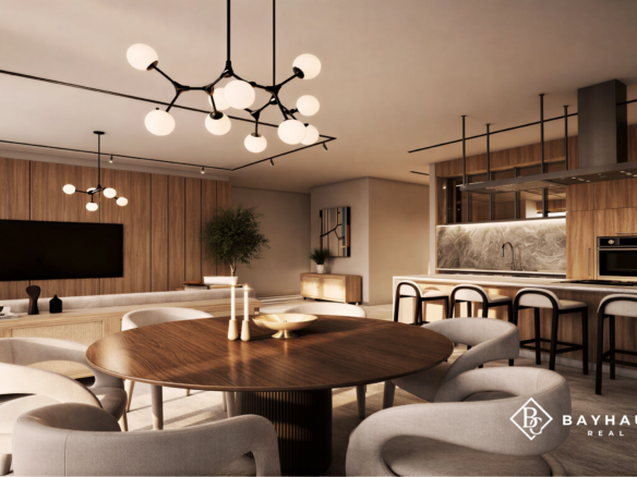 Luxury open-plan dining room and kitchen at L’Aquila Aruba
