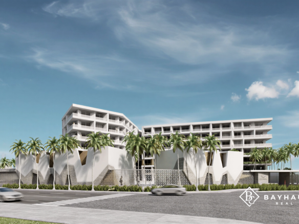 Street view of L’Aquila luxury residential development in Aruba