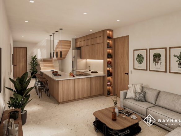 Washington Gardens Type D residence open-plan kitchen and living room in Noord, Aruba