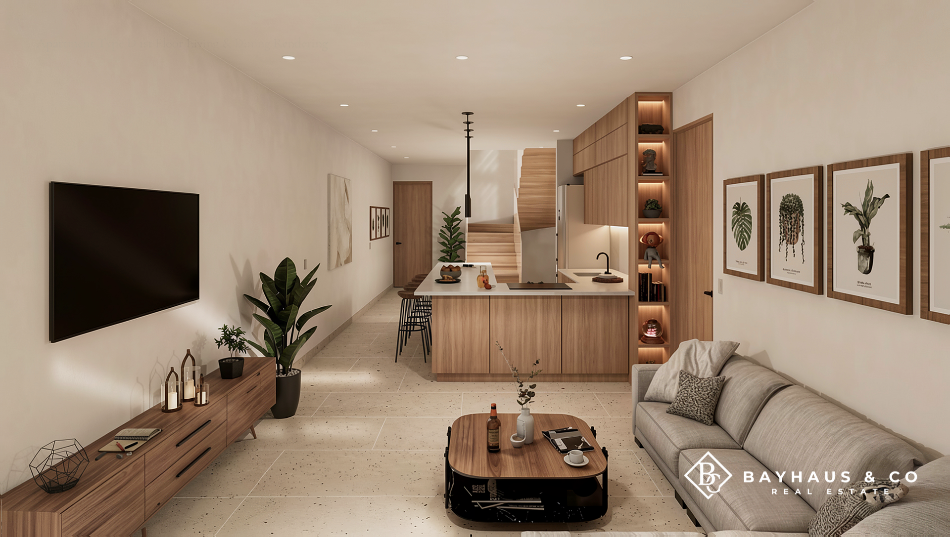 Washington Gardens Type D first-floor living room and kitchen in Noord, Aruba